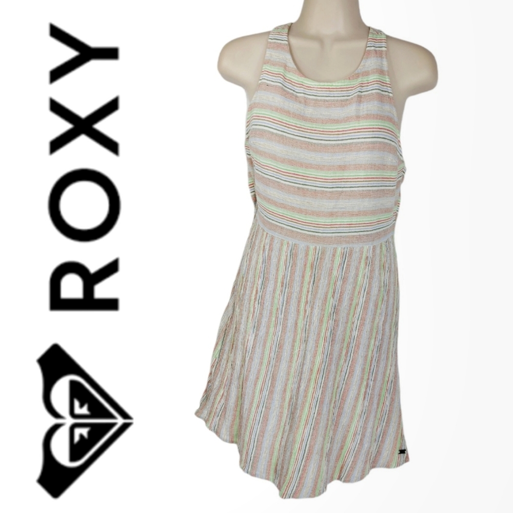 ROXY Longview Open Back Cotton Beach Dress Sz M